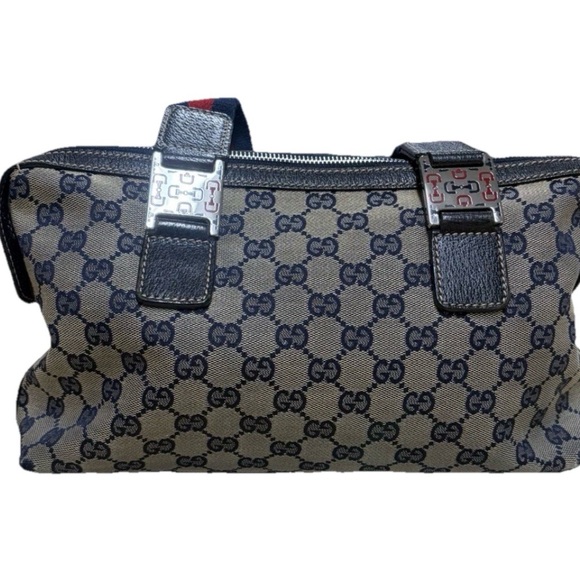 GUCCI GG Canvas Web Sherry Line Hand Bag Serial No. 145759 002122 - Picture 2 of 10